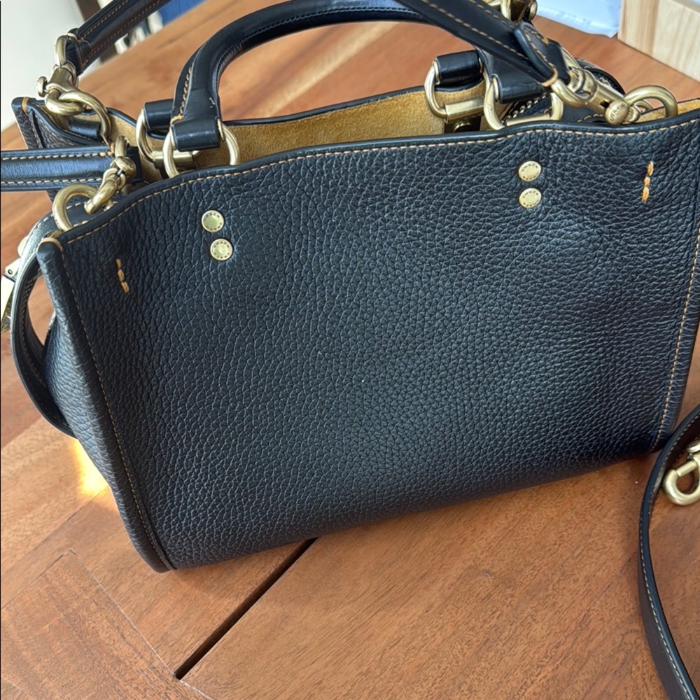 Coach Rogue 25 Black and Gold Satchel - Picture 4 of 13